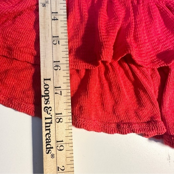 Free People Mint Julep Crop Top Cherry Red Ruffle Button Front XS Summer Beach - Picture 8 of 9